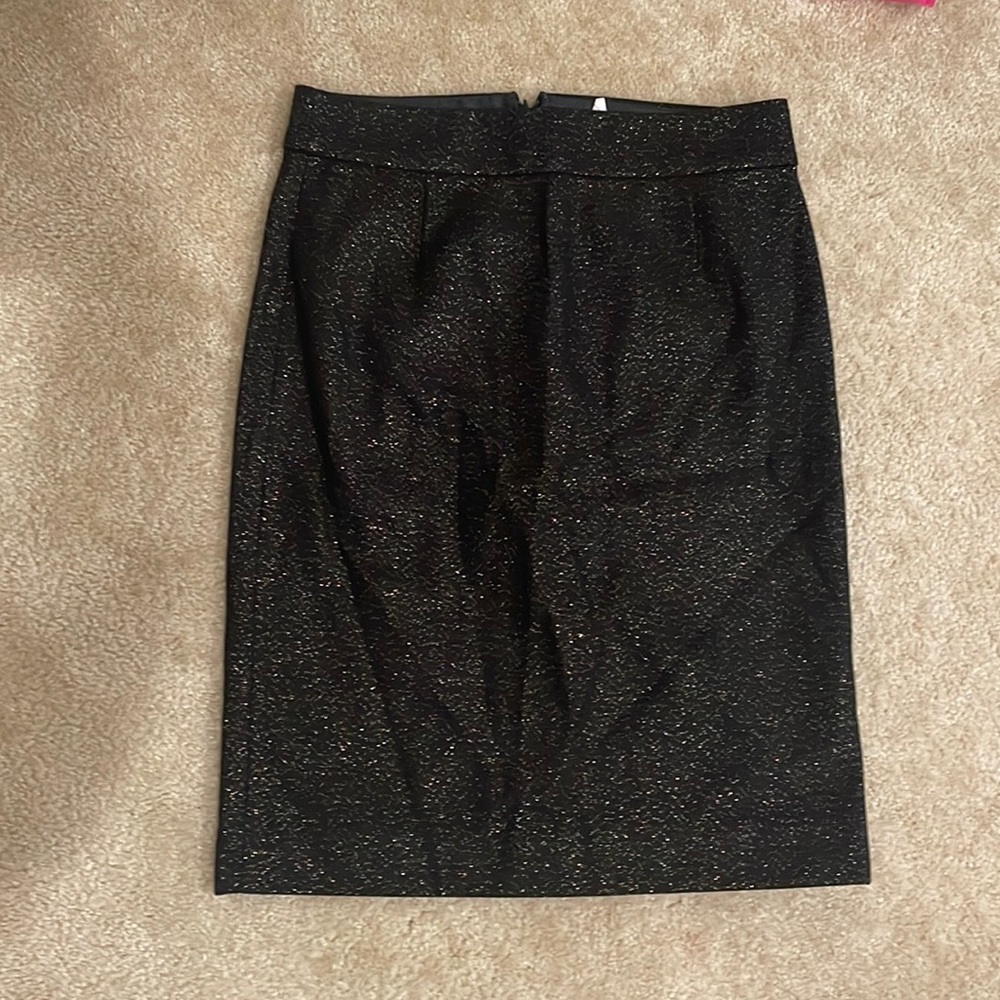 J Crew Wool Skirt Black Glitter 6